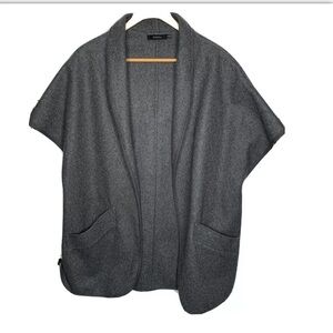 Talula Womens Wool Blend Open Front Gray size XXS/XS Career Business Oversized